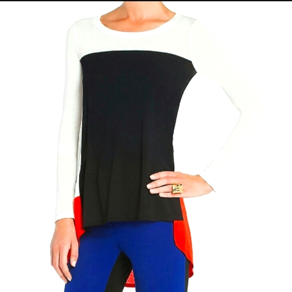 BCBG Lane High Low Colorblock top - Picture 1 of 7